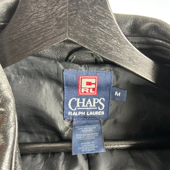 Real leather button down, collared jacket, Chaps Ralph Lauren - Picture 6 of 7